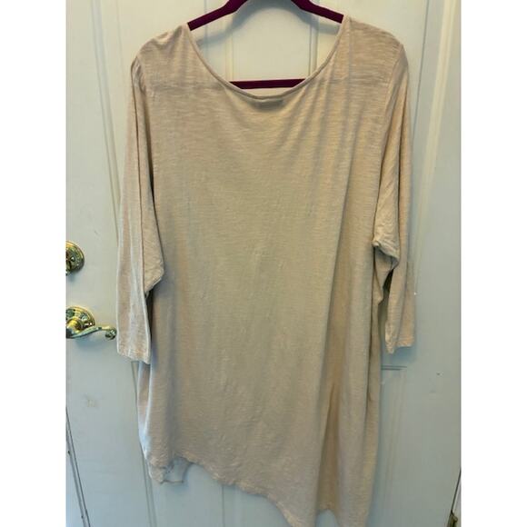 LOGO by Lori Goldstein cream long tunic top shirt lace mesh floral 3X - Picture 2 of 6